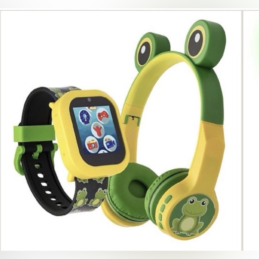 iTech Jr Kids Boys Frog Smartwatch with On Ear Light up Bluetooth Headphones